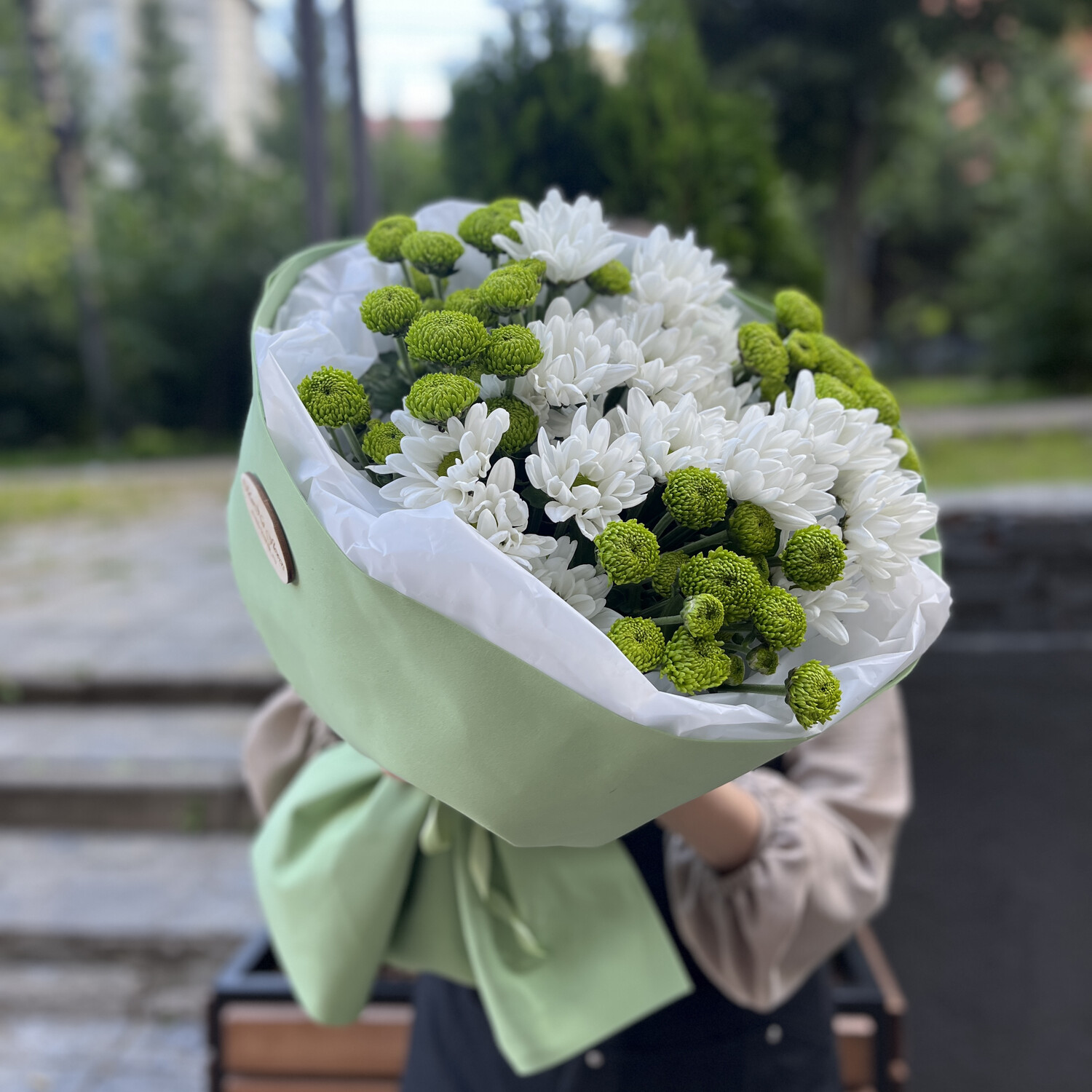 Моно букет из кустовой хризантемы